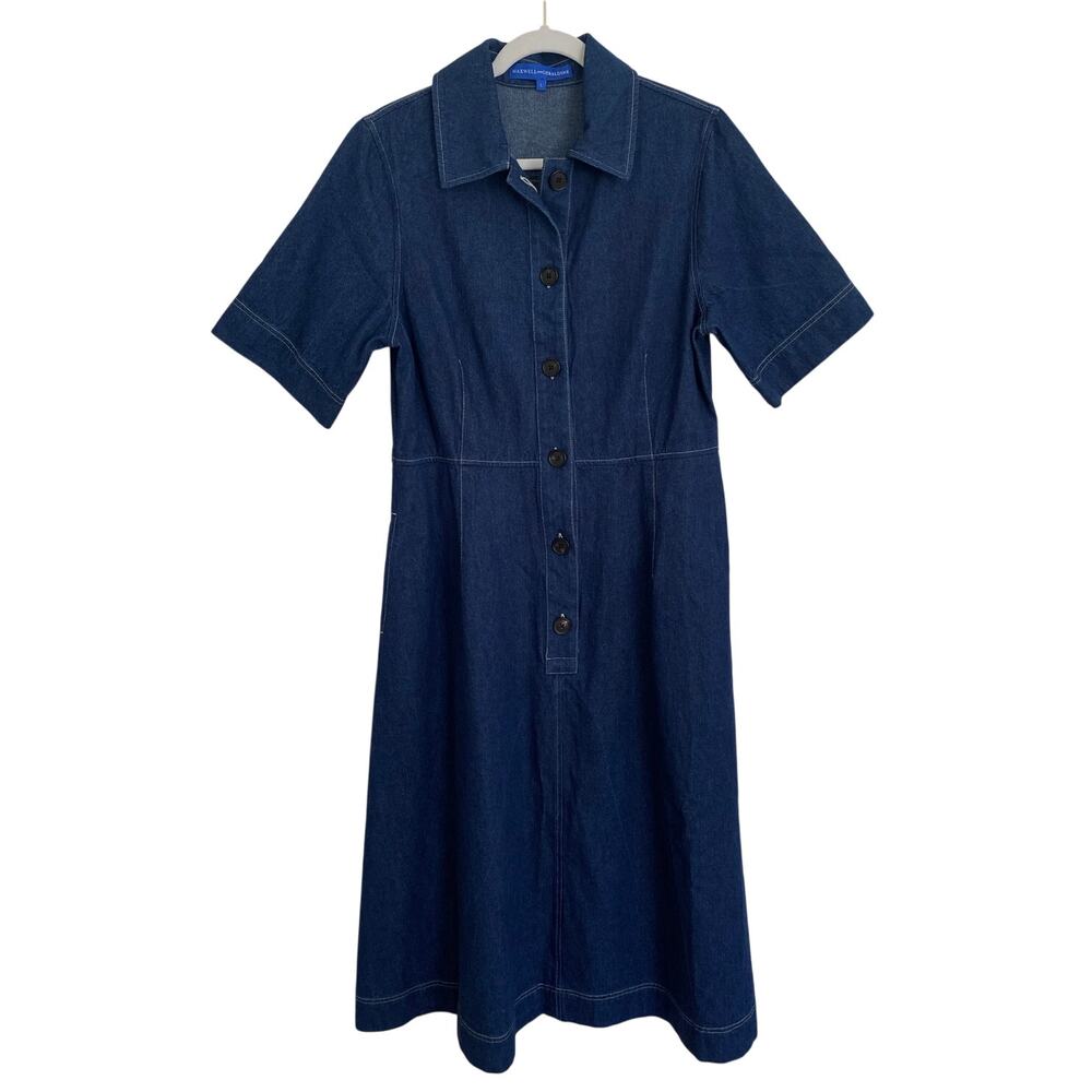Maxwell and Geraldine Tuckernuck Amelia Denim Jean Button Midi Shirt Dress L - Picture 6 of 13